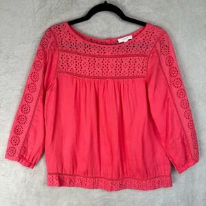 J. Crew Pink Blouse with Eyelet Accents